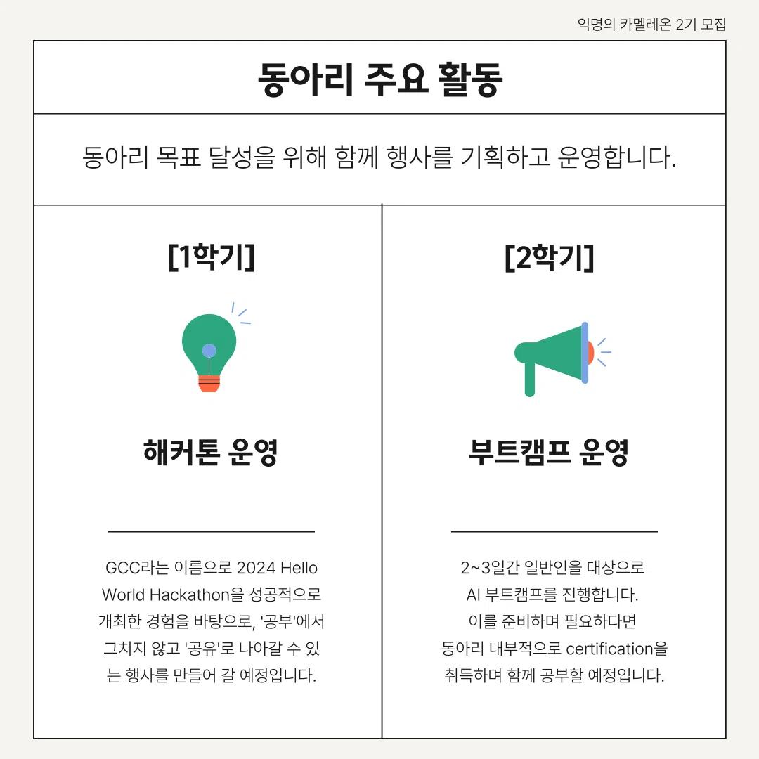 ⭐️2024 익명의 카멜레온(전 GCC) 2기 부원 모집⭐️