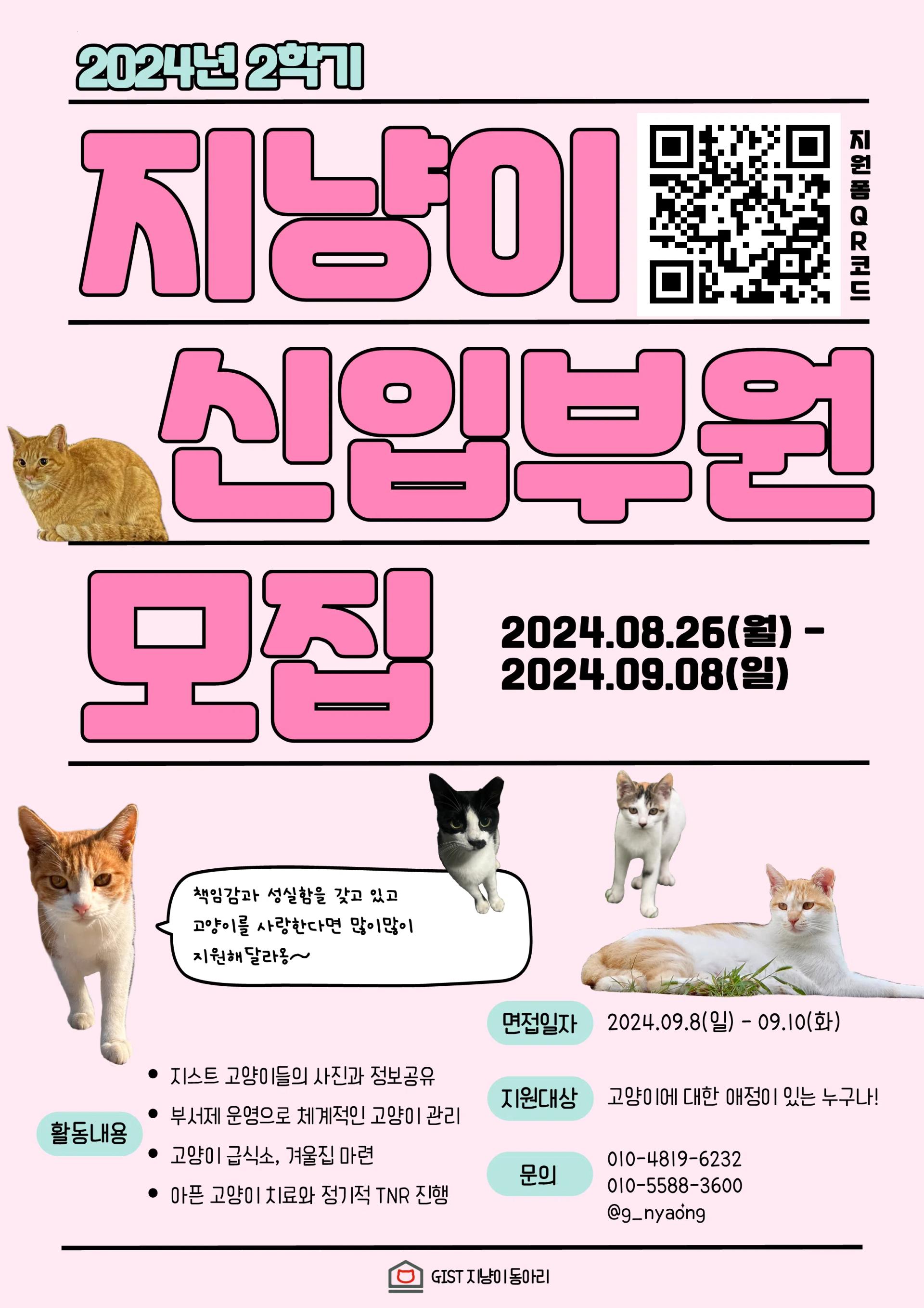 지냥이 2학기 신입부원 모집