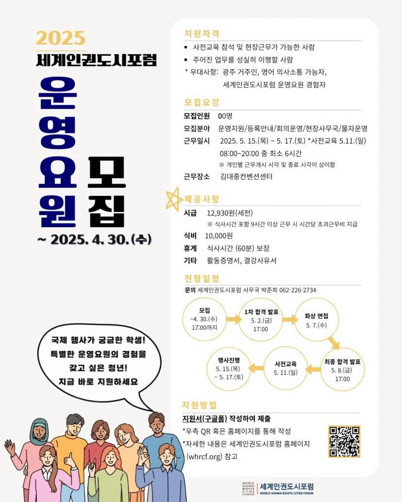 2025 세계인권도시포럼 운영요원 모집