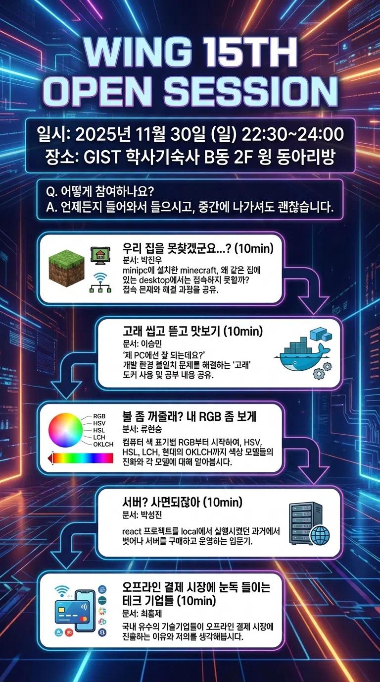 WING 15th Open Session이 오늘 열립니다!